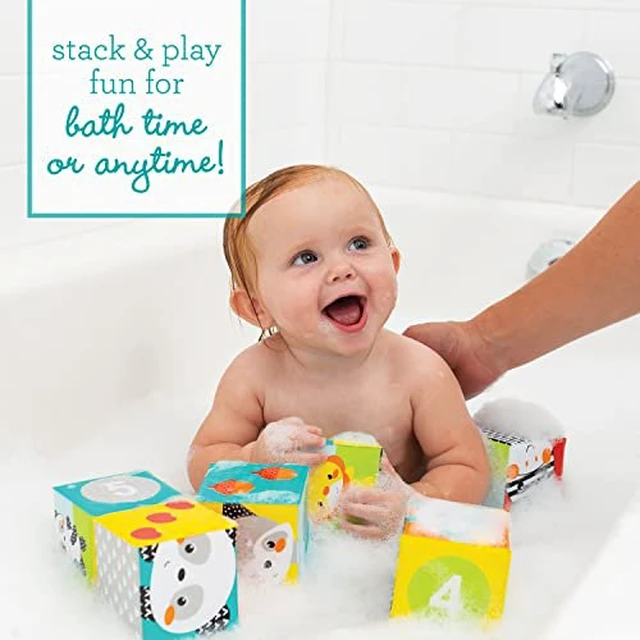 Alt view image 2 of 7 - Infantino Colors & Numbers Bath Blocks - 6 Soft Blocks for Bath or Playtime, Adorable Animals, Numbers, Colors and Patterns, Fun to Stack, Toss, Grasp and Learn, for Babies and Toddlers, 0M+