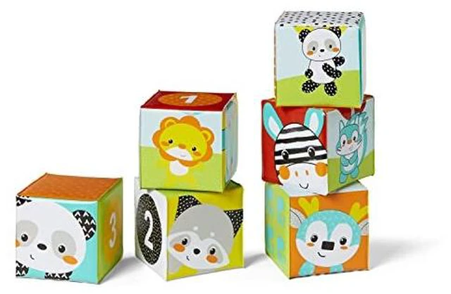 Main image of Infantino Colors & Numbers Bath Blocks - 6 Soft Blocks for Bath or Playtime, Adorable Animals, Numbers, Colors and Patterns, Fun to Stack, Toss, Grasp and Learn, for Babies and Toddlers, 0M+