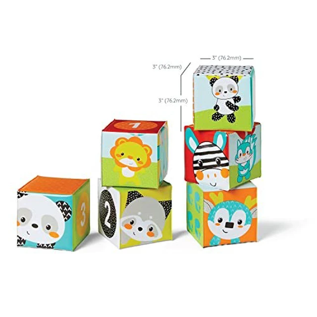 Alt view image 6 of 7 - Infantino Colors & Numbers Bath Blocks - 6 Soft Blocks for Bath or Playtime, Adorable Animals, Numbers, Colors and Patterns, Fun to Stack, Toss, Grasp and Learn, for Babies and Toddlers, 0M+