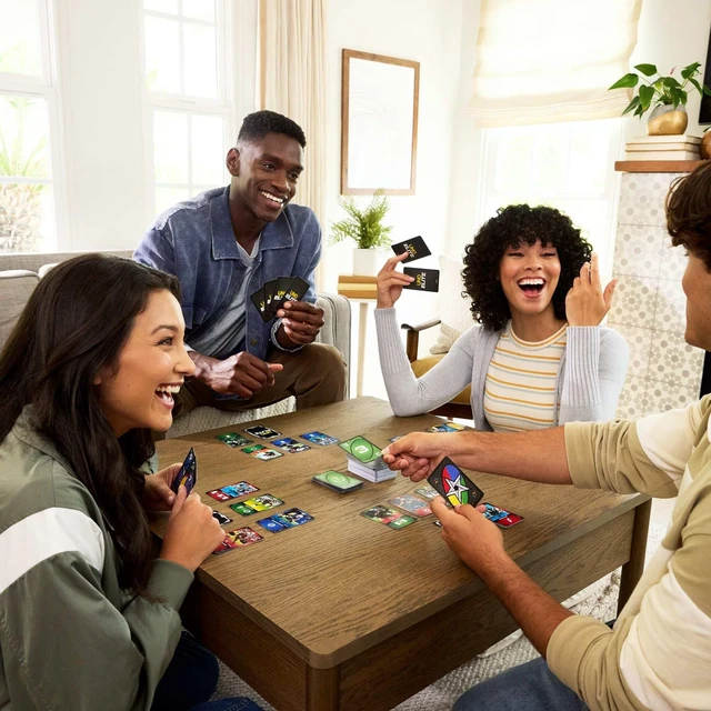 Alt view image 2 of 6 - Mattel Games UNO Elite NFL Card Game, 2024 Officially Licensed Core Edition with 4 Collectible Foil Cards Featuring Team Players