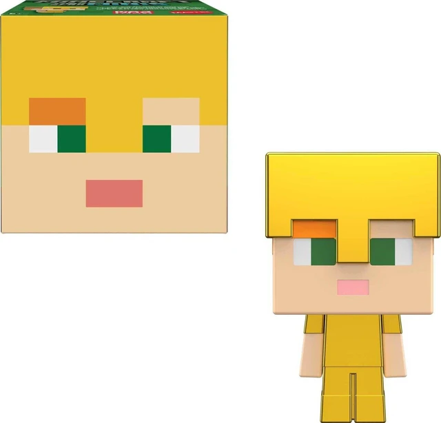 Main image of Minecraft Toys, Mob Head Minis Figures - Alex In Gold Armor - New in Box