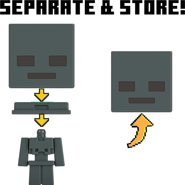Alt view image 3 of 3 - Minecraft Toys, Mob Head Minis Figures - Wither Skeleton - New in Box