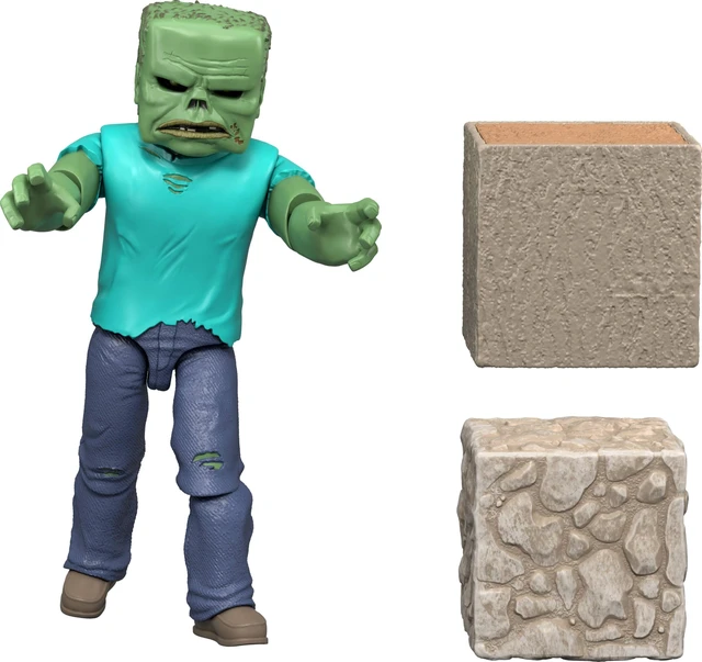 Main image of Mattel Minecraft Action Figure & Accessories Set, Zombie Posable Character Collectible Inspired by a Minecraft Movie, 3.25-inch Scale