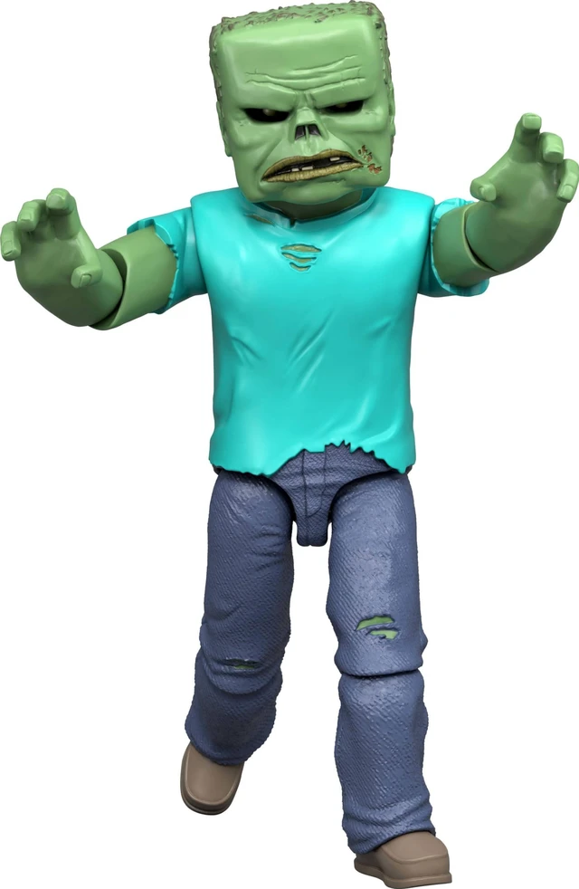 Alt view image 4 of 6 - Mattel Minecraft Action Figure & Accessories Set, Zombie Posable Character Collectible Inspired by a Minecraft Movie, 3.25-inch Scale