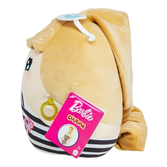 Alt view image 5 of 5 - Barbie Cuutopia Plush, 10-inch Soft Pillow Doll with Chevron Swimsuit & Felt Sun