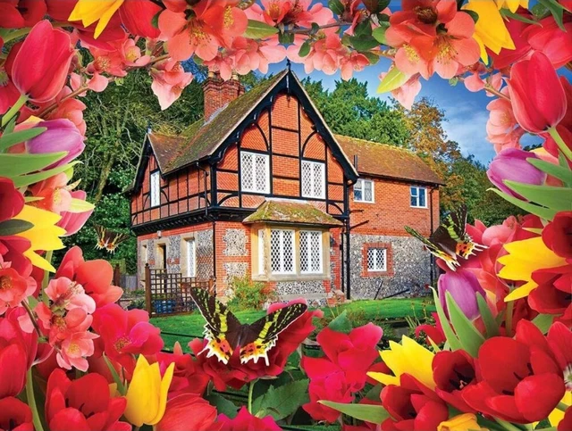 Alt view image 2 of 2 - Autumn Cottage (Flower Garden Cottages 500), A 1000 Piece Jigsaw Puzzle by Lafayette Puzzle Factory