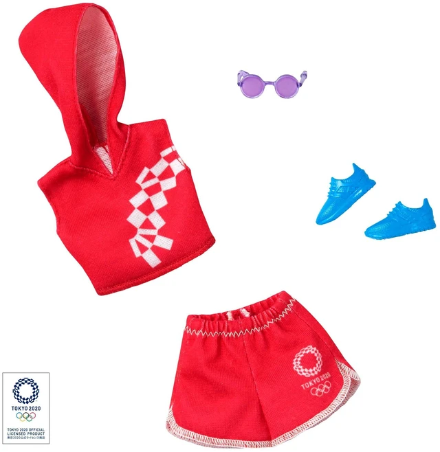 Main image of Barbie Clothes: Outfit Inspired by Olympic Games Tokyo 2020 Doll, Sport Top and Skirt with Sneakers and Sunglasses, Gift for 3 to 8 Year Olds