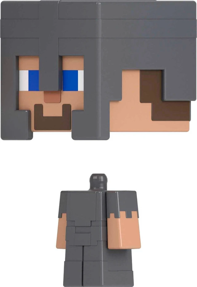 Alt view image 2 of 4 - Minecraft Toys, Mob Head Minis Figures - Steve In Netherite Armor