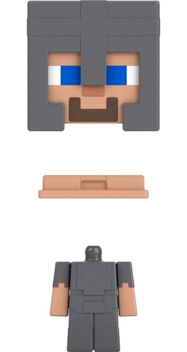 Alt view image 4 of 4 - Minecraft Toys, Mob Head Minis Figures - Steve In Netherite Armor