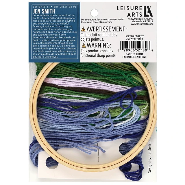 Alt view image 7 of 7 - Leisure Arts Embroidery Kit 4" Snowy Forest (French) - Embroidery Kit for Beginners and Adults, Cross Stitch Kits with Patterns, DIY Starter Set for Seasonal Craft Projects