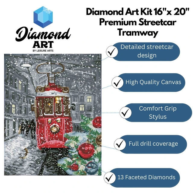Alt view image 2 of 2 - Diamond Art By Leisure Arts Holiday Streetcar 16"X20"