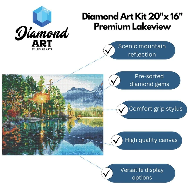 Alt view image 2 of 2 - DIAMOND ART BY LEISURE ARTS Diamond Painting Kits 16"x20" Lakeview