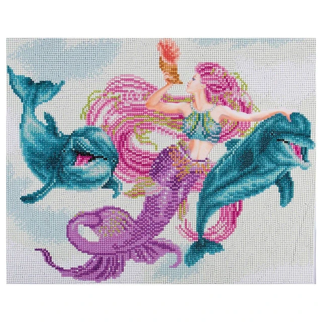 Alt view image 2 of 3 - DIAMOND ART BY LEISURE ARTS Diamond Painting Kits 14"X16" Mermaid Friends