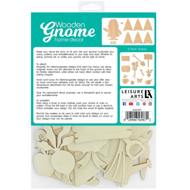 Alt view image 4 of 4 - Leisure Arts Wood - Garden Kit Gnome, Basics Girl, Gnome Craft Kit