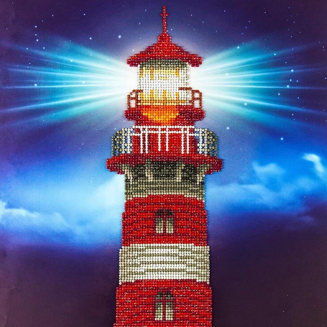 Alt view image 3 of 3 - DIAMOND ART BY LEISURE ARTS Diamond Painting Kits For Adults 14"x16" Light House