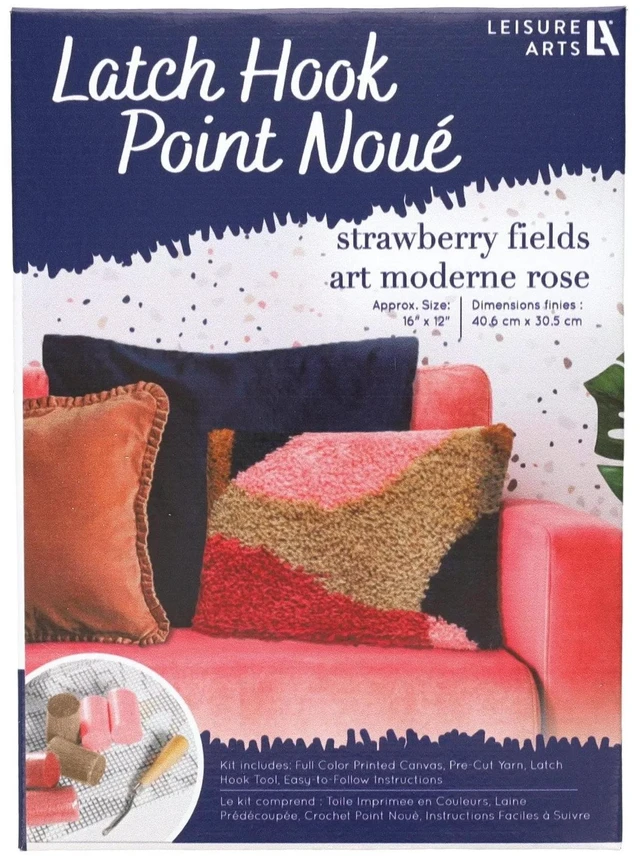 Main image of Leisure Arts Latch Hook Kit Strawberry Fields, 12" X 16", Latch Hook Kit