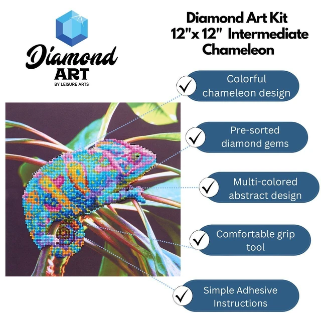 Alt view image 2 of 2 - Diamond Art By Leisure Arts Chameleon, 12"X12"