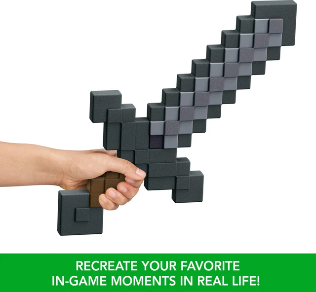 Alt view image 3 of 6 - Mattel Minecraft Role-Play Battle Toy Accessory Collection with Pixelated Design, Stone Sword