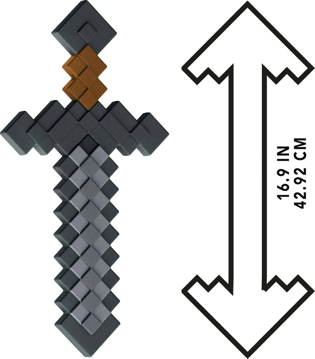 Alt view image 4 of 6 - Mattel Minecraft Role-Play Battle Toy Accessory Collection with Pixelated Design, Stone Sword