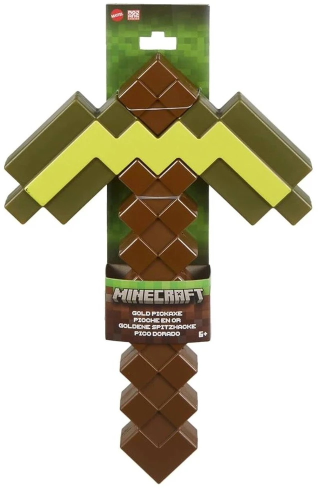 Main image of Minecraft Role-Play Battle Toy with Pixelated Design, Gold Pickaxe