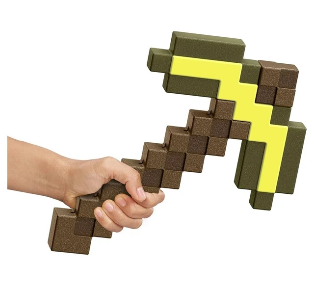 Alt view image 3 of 5 - Minecraft Role-Play Battle Toy with Pixelated Design, Gold Pickaxe