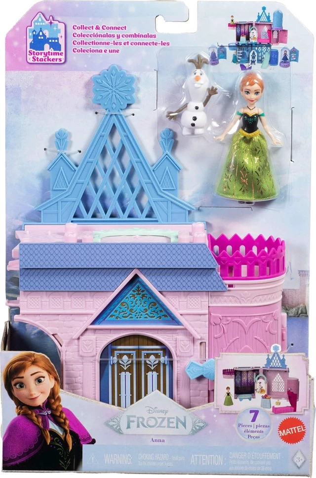 Alt view image 7 of 7 - Mattel Disney Frozen Toys, Storytime Stackers Anna's Arendelle Castle, Stackable Doll House with Small Doll, Olaf & 7 Pieces, Inspired by The Movies