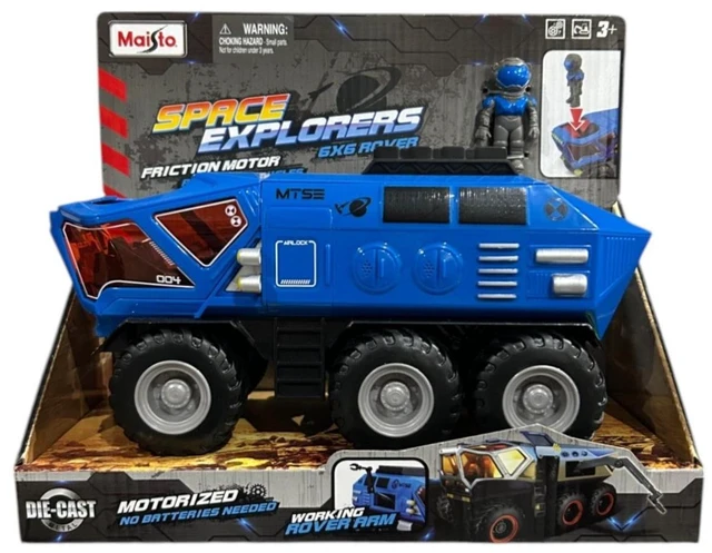 Main image of Space Explorer 6x6 Rover w/Spaceman Figurine, Blue 9" Scale Diecast Model Car