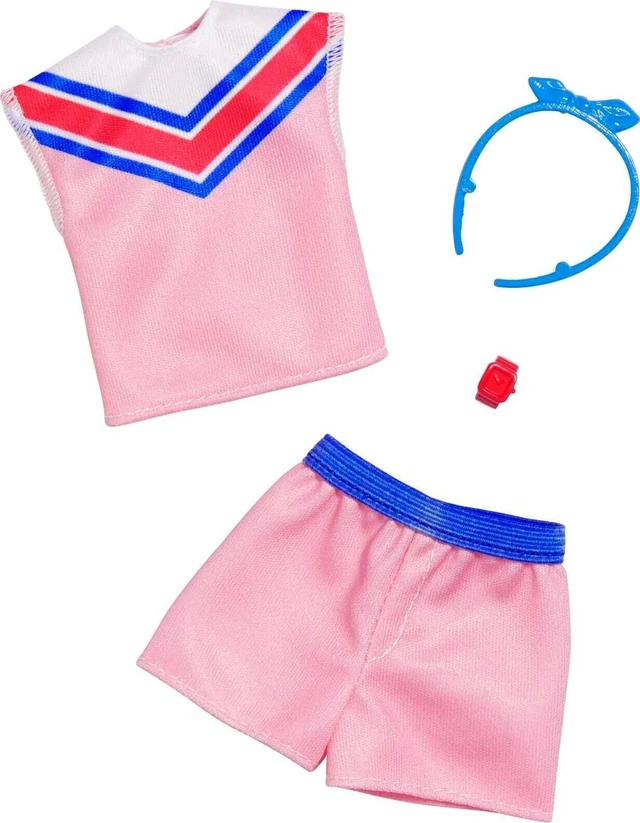 Alt view image 3 of 3 - Barbie Fashions Doll Clothes with Sporty Shirt & Pink Shorts with 2 Accessories