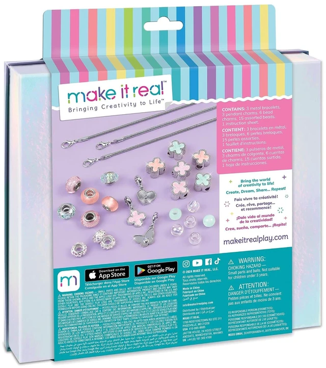 Alt view image 2 of 7 - Make It Real: Clover The Top - 28 pc DIY Jewelry Set, Design & Create 3 Bracelets, Soft Pastel Beads & Charms, Jewelry Craft Kit, Girls & Kids 8+