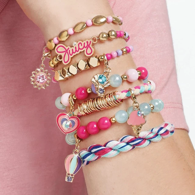 Alt view image 6 of 7 - Make It Real - Juicy Couture 2 in 1 - Crystal Starlight & Sunshine Bracelet Kits Bundle - DIY Charm Bracelet Making Kit for Girls with Swarovski Crystal Charms & Beads - Makes 15 Bracelets