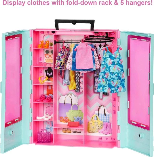 Alt view image 2 of 5 - Barbie Closet Playset with 3 Outfits, Styling Accessories