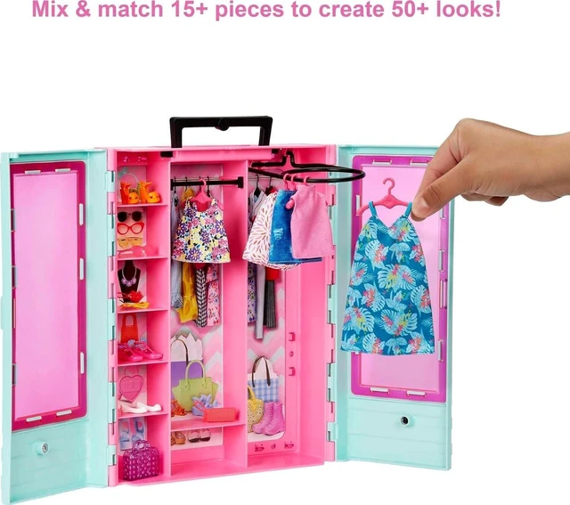 Alt view image 3 of 5 - Barbie Closet Playset with 3 Outfits, Styling Accessories