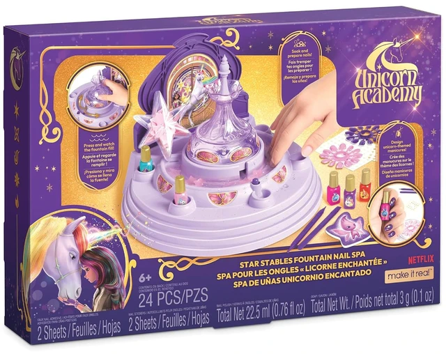 Main image of Make It Real: Unicorn Academy: Star Stables Fountain Nail Spa - Design Unicorn Manicures, Bubbling Water Confetti Soak, Polish & Glow Decals, Kids 6+
