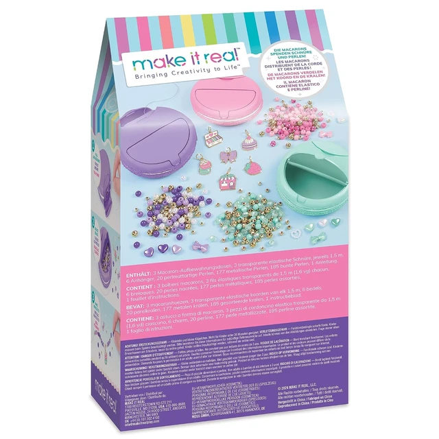 Alt view image 2 of 7 - Make It Real: Macaron Bracelet Maker - 395pc, DIY Jewelry Craft Kit, Design & Make 12 Dazzling Bracelets, Dessert-Themed Beads & Charms, Girls-Kids 8+