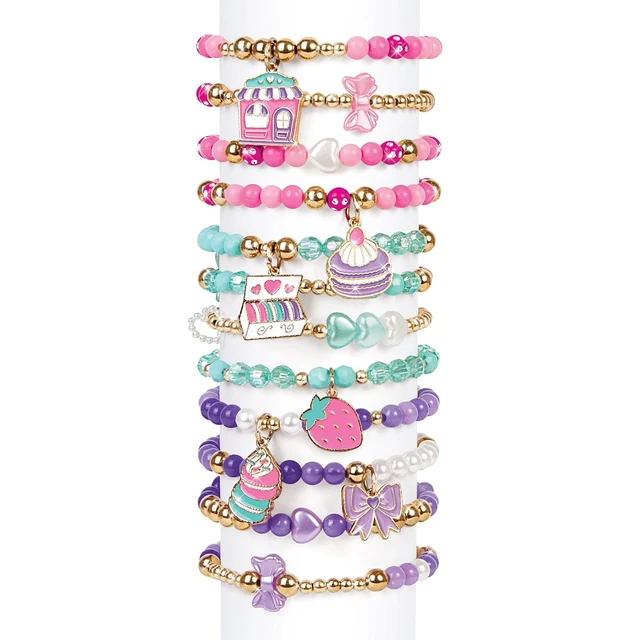 Alt view image 4 of 7 - Make It Real: Macaron Bracelet Maker - 395pc, DIY Jewelry Craft Kit, Design & Make 12 Dazzling Bracelets, Dessert-Themed Beads & Charms, Girls-Kids 8+