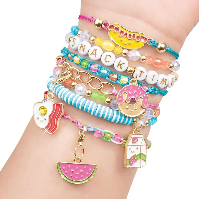 Alt view image 4 of 6 - Make It Real: Fridge Frenzy DIY Bracelets - 237pc Jewelry Kit, Make & Design 8 Bracelets, 200+ Beads, Sweets & FoodThemed Charms, Tweens-Girls-Kids 8+