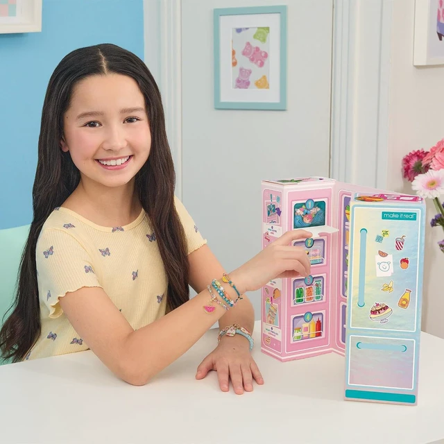 Alt view image 6 of 6 - Make It Real: Fridge Frenzy DIY Bracelets - 237pc Jewelry Kit, Make & Design 8 Bracelets, 200+ Beads, Sweets & FoodThemed Charms, Tweens-Girls-Kids 8+
