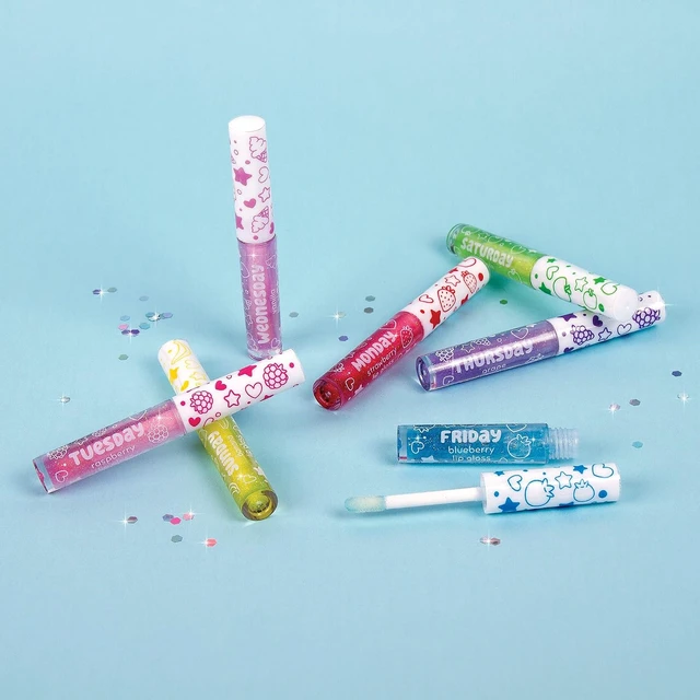Alt view image 5 of 7 - Make It Real 3C4G 7 Days Glitter Lip Gloss - Flavored Lip Gloss Set for Girls - Strawberry, Raspberry, Vanilla and More! - 7 Piece Lip Gloss Kit