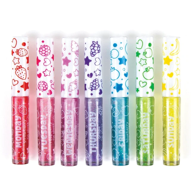 Alt view image 3 of 7 - Make It Real 3C4G 7 Days Glitter Lip Gloss - Flavored Lip Gloss Set for Girls - Strawberry, Raspberry, Vanilla and More! - 7 Piece Lip Gloss Kit