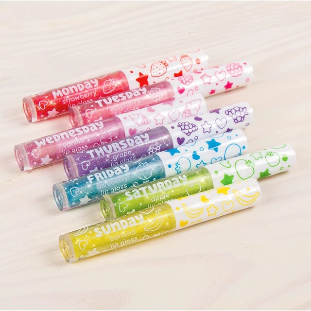 Alt view image 6 of 7 - Make It Real 3C4G 7 Days Glitter Lip Gloss - Flavored Lip Gloss Set for Girls - Strawberry, Raspberry, Vanilla and More! - 7 Piece Lip Gloss Kit