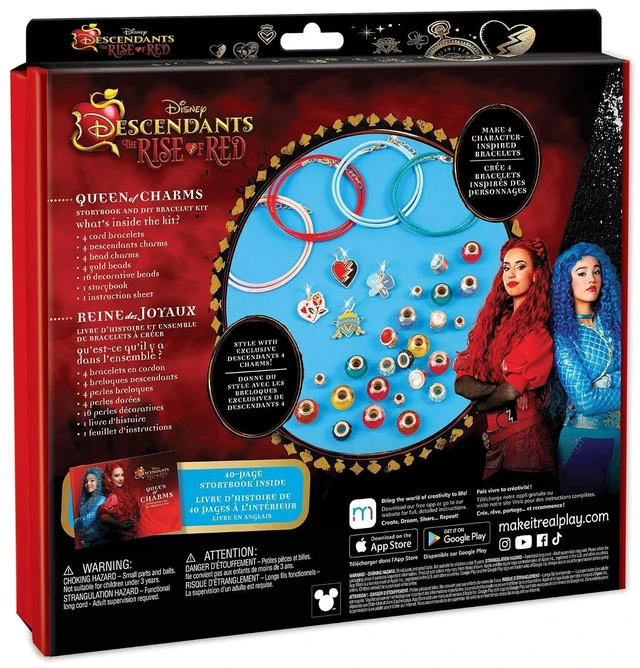 Alt view image 2 of 6 - Make It Real: Descendants 4 Rise of Red - Queen of Charms - 34pc DIY Jewelry Kit, Make 4 Character Inspired Bracelets, Disney, Girls & Kids Ages 8+