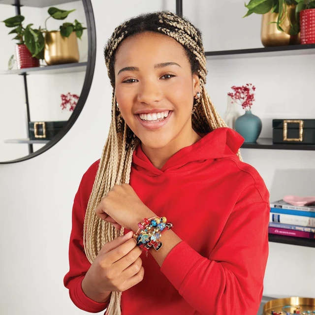 Alt view image 6 of 6 - Make It Real: Descendants 4 Rise of Red - Queen of Charms - 34pc DIY Jewelry Kit, Make 4 Character Inspired Bracelets, Disney, Girls & Kids Ages 8+