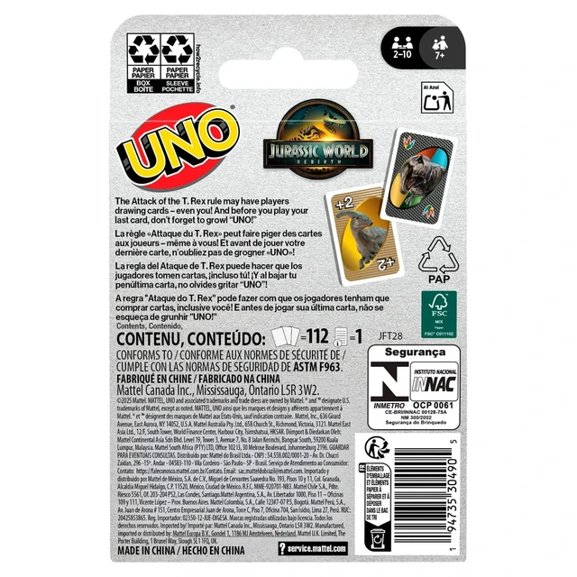 Alt view image 6 of 6 - UNO Jurassic World Rebirth Card Game
