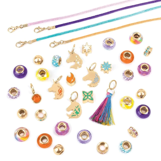 Alt view image 3 of 7 - Make It Real: Unicorn Academy: Enchanting Unicorn Charms Bracelet Kit - 39pc DIY Jewelry Craft, Make 4 Charm & Bead Bracelets, Netflix Series, Kids 8+