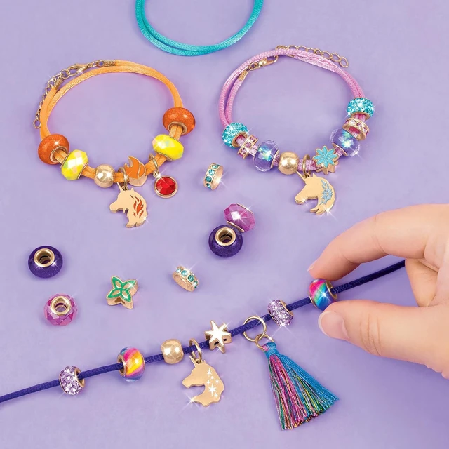 Alt view image 5 of 7 - Make It Real: Unicorn Academy: Enchanting Unicorn Charms Bracelet Kit - 39pc DIY Jewelry Craft, Make 4 Charm & Bead Bracelets, Netflix Series, Kids 8+