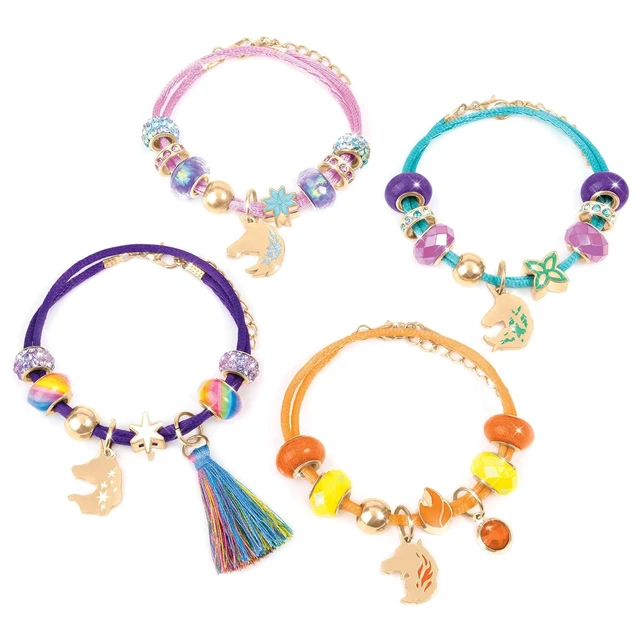 Alt view image 4 of 7 - Make It Real: Unicorn Academy: Enchanting Unicorn Charms Bracelet Kit - 39pc DIY Jewelry Craft, Make 4 Charm & Bead Bracelets, Netflix Series, Kids 8+