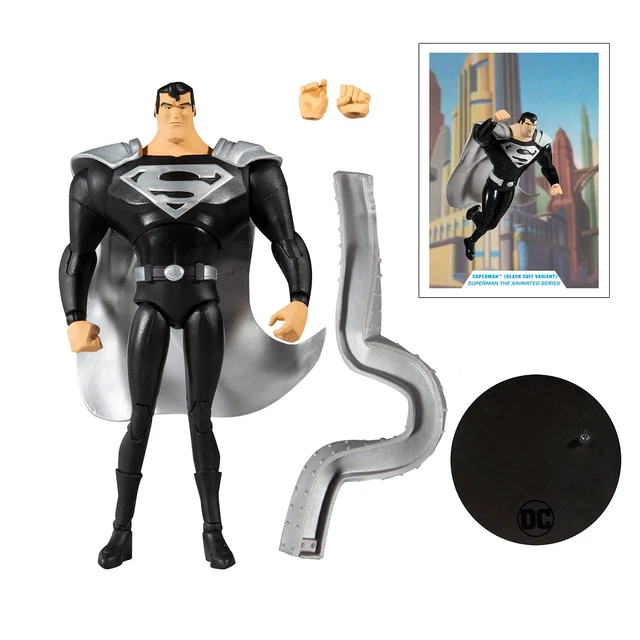 Alt view image 6 of 7 - McFarlane Toys DC Multiverse Superman Black Suit Variant (Superman: The Animated Series) 7" Action Figure with Accessories