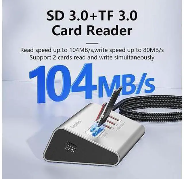 Alt view image 4 of 7 - 5 In 2 Multi Port USB 3.2 Gen 2 High Speed Multiport Hub USB Type C Hub Docking Station with SD/TF Card Reader 5 PORT
