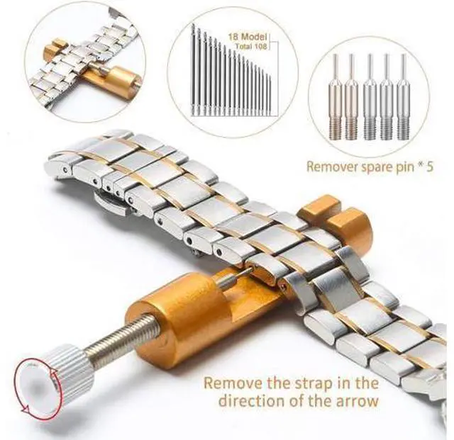 Alt view image 2 of 7 - Kingsdun Watch Repair Kit, Upgraded Version Watch Band Strap Link Pins Battery Remover Replacement Adjustment Repair Tools Kits with Carrying Case & Manual (168PCS)
