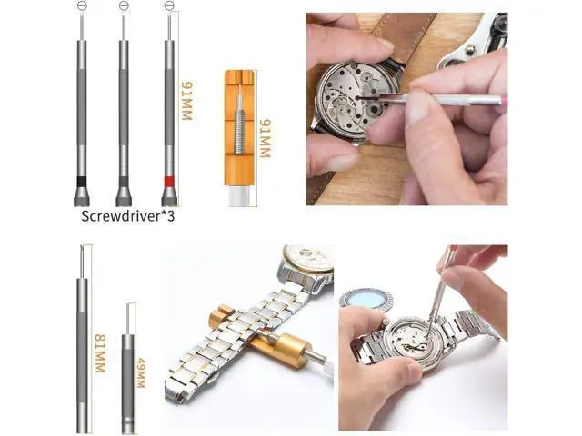 Alt view image 4 of 7 - Kingsdun Watch Repair Kit, Upgraded Version Watch Band Strap Link Pins Battery Remover Replacement Adjustment Repair Tools Kits with Carrying Case & Manual (168PCS)